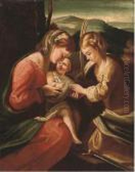 The Mystic Marriage Of Saint Catherine Oil Painting by Correggio, (Antonio Allegri)