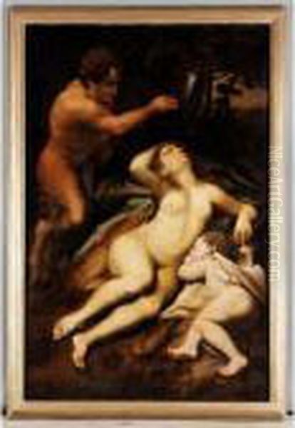 Venus And Cupid With A Satyr Oil Painting by Correggio, (Antonio Allegri)