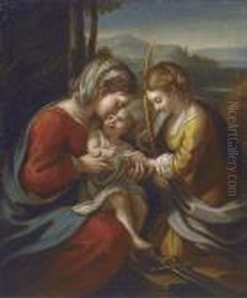 The Mystic Marriage Of Saint Catherine Oil Painting by Correggio, (Antonio Allegri)