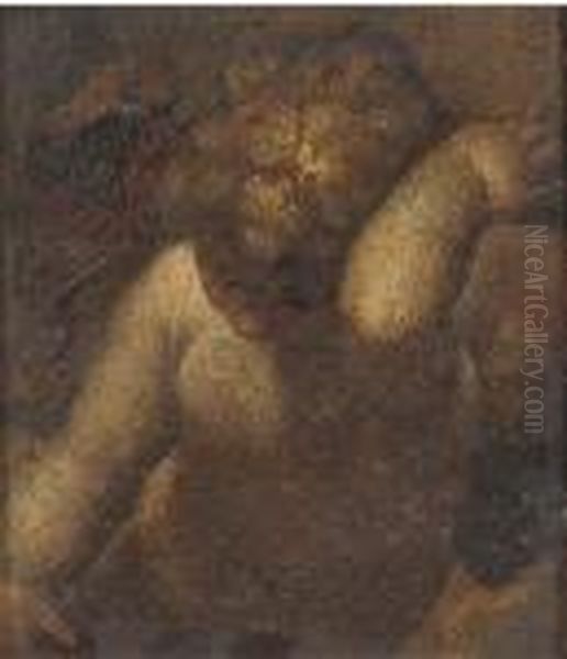 A Putto: A Fragment Oil Painting by Correggio, (Antonio Allegri)