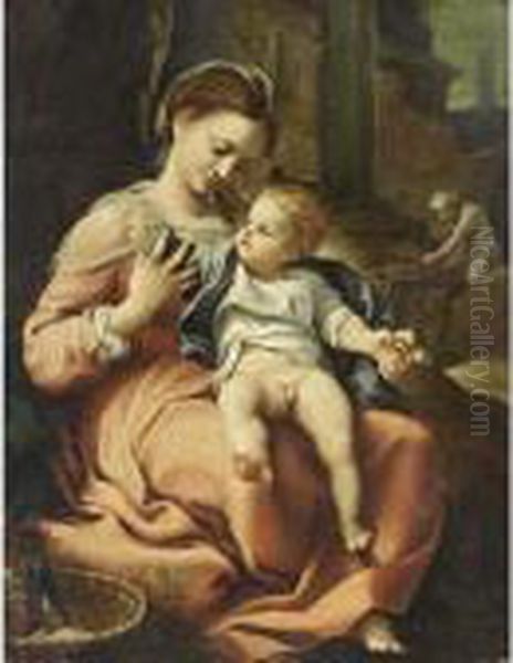 The Madonna Of The Basket Oil Painting by Correggio, (Antonio Allegri)