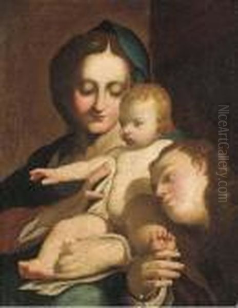 The Madonna And Child With The Infant Saint John The Baptist Oil Painting by Correggio, (Antonio Allegri)