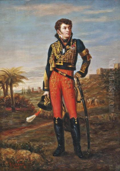 Portrait Of An Aide-de-camp For Napoleon's Hussars Oil Painting by Hermann David Salomon Corrodi