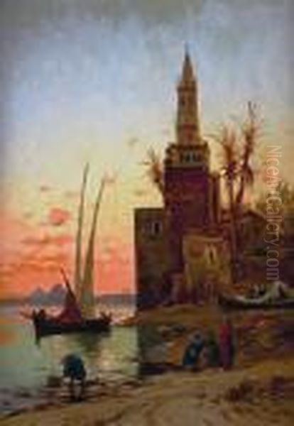 On The Banks Of The Nile Oil Painting by Hermann David Salomon Corrodi