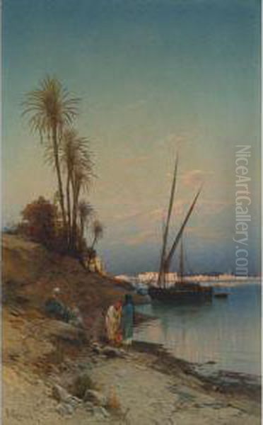 On The Banks Of The Nile Oil Painting by Hermann David Salomon Corrodi