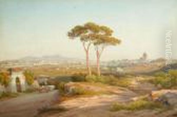 Blick Auf Rom Und Die Umliegende Landschaft Oil Painting by Hermann David Salomon Corrodi