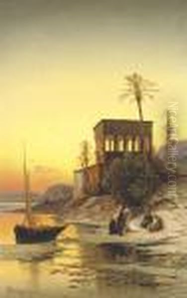 Kiosk Of Trajan, Philae On The Nile Oil Painting by Hermann David Salomon Corrodi