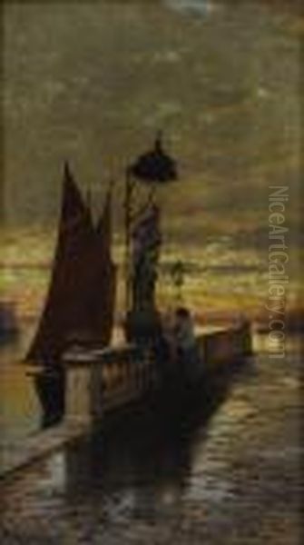 Prayer At Dusk, Venice Oil Painting by Hermann David Salomon Corrodi