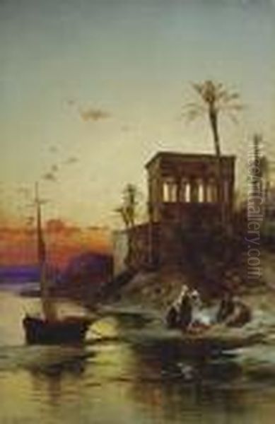 Kiosk Of Trajan, Philae On The Nile Oil Painting by Hermann David Salomon Corrodi