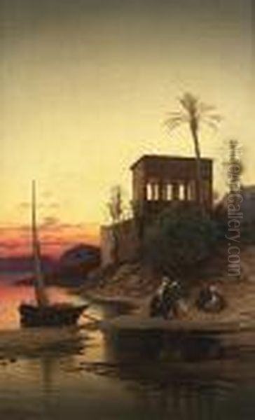 The Kiosk Of Trajan, Philae On The Nile Oil Painting by Hermann David Salomon Corrodi