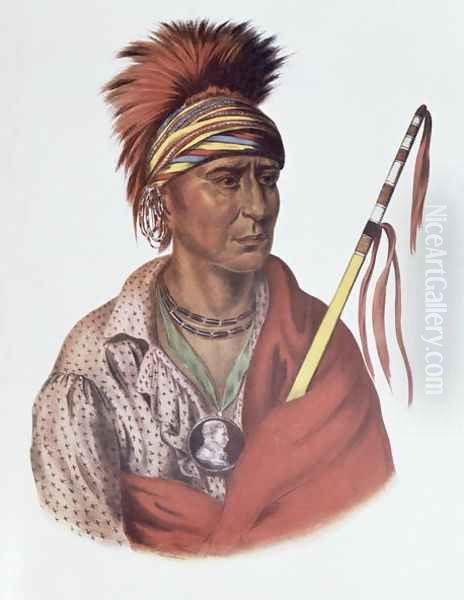 Notchimine or No Heart an Iowa Chief Oil Painting by Charles Bird King