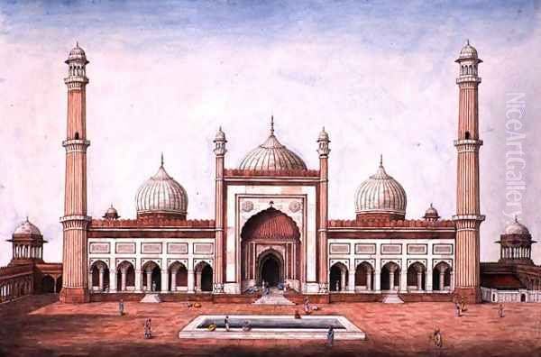 Jummah Musjeed Delhi Oil Painting by Mazar Ali Khan