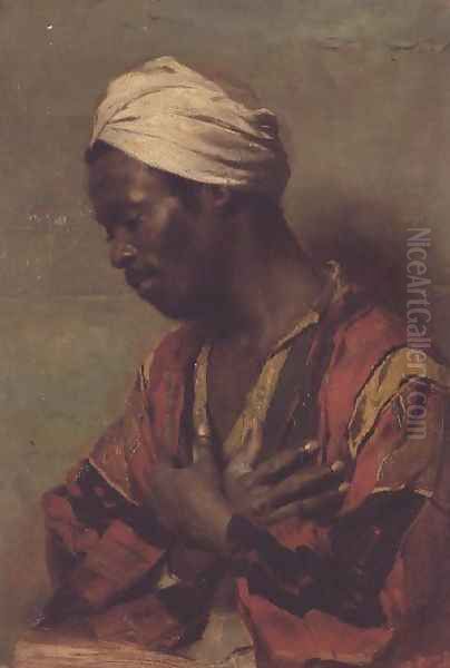 An Arab in Meditation Oil Painting by Carl Ludwig Ferdinand Kerstan