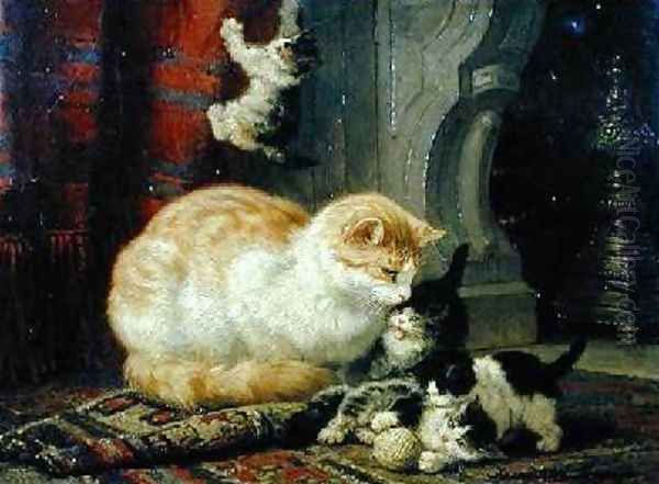 Kittens At Play Oil Painting by Henriette Gertruide Knip