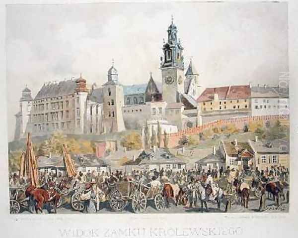 View of Castle of Krolewskiego Krakow Oil Painting by Juliusza & Tondosa, Stanislawa Kossaka