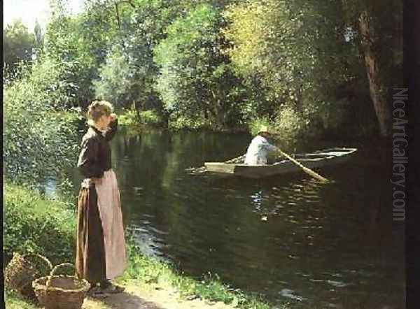 Boating on a Summers Day Oil Painting by Leopold-Franz Kowalsky