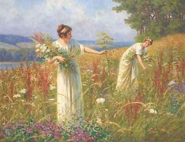 Picking Wildflowers Oil Painting by Leopold-Franz Kowalsky