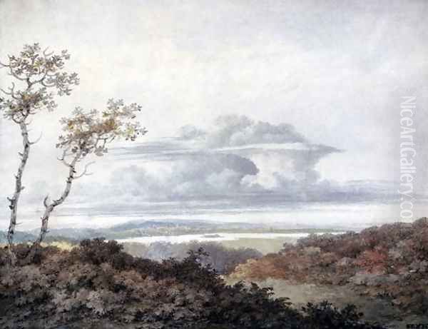 Rural landscape with later cloud studies by Luke Howard 1772-1864 Oil Painting by Edward Kennion