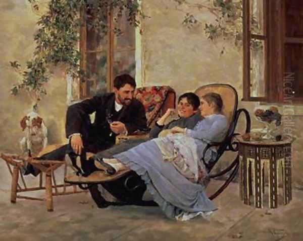 After Dinner Oil Painting by Nikolai Dmitrievich Kuznetsov