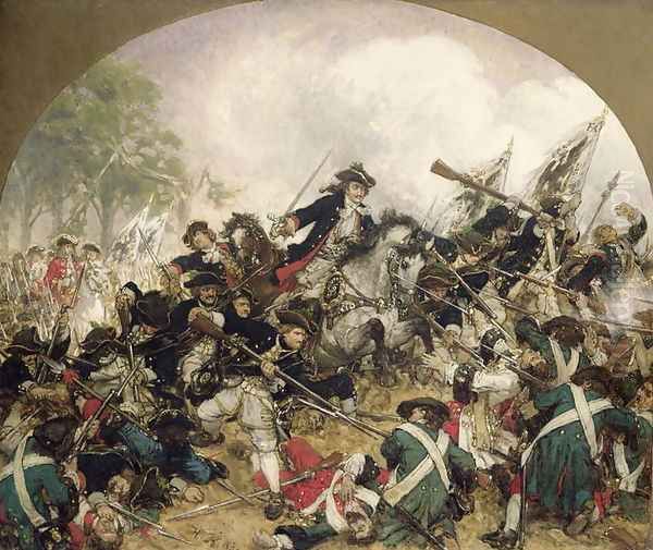 The Old Dessauer in the Battle of Turin Oil Painting by Hermann Joseph Wilhelm Knackfuss