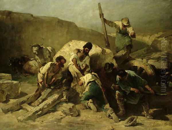 Transporting Stone Blocks Oil Painting by Friedrich von Keller