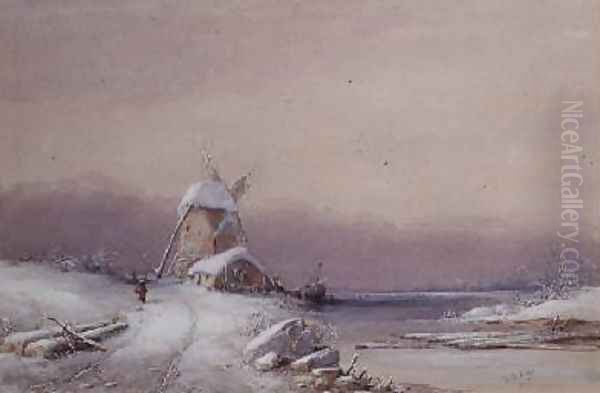 Winter Landscape Oil Painting by George Knox