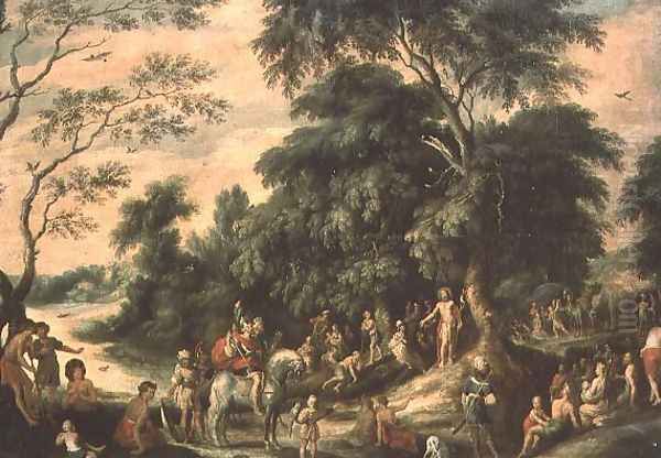 St John the Baptist Preaching Oil Painting by A. Keyrinx