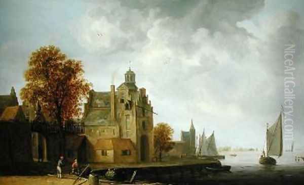 Landscape with a Church Oil Painting by Wouter Knyff