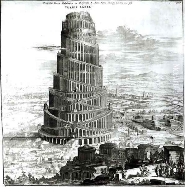 The Tower of Babel Oil Painting by Athanasius Kircher