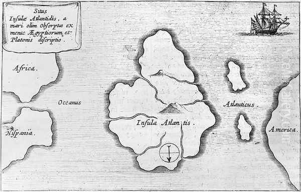 Map of Atlantis Oil Painting by Athanasius Kircher