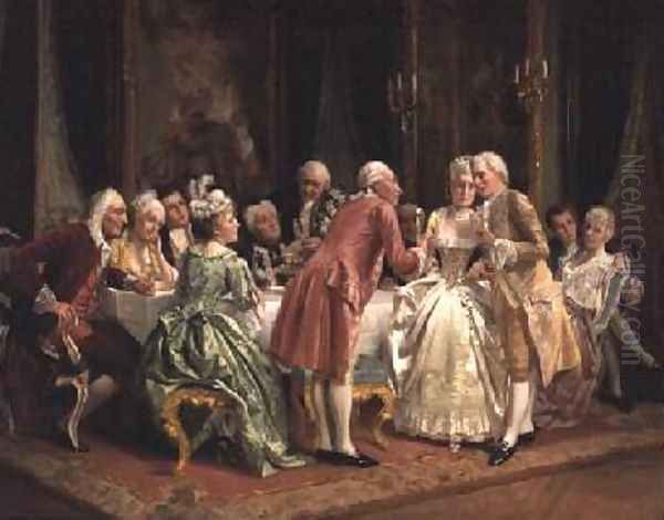 The Engagement Oil Painting by August Knoop