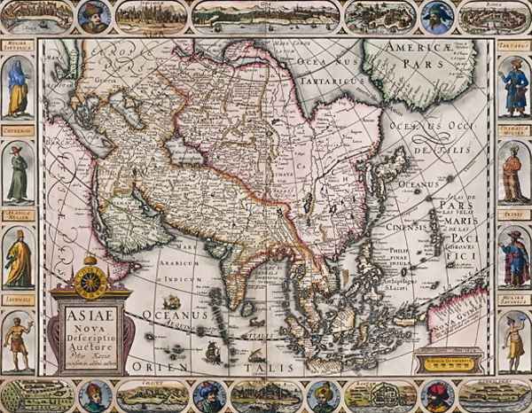 Asia and the far east from Asiae Nova Descriptio Auctore Petro Kaerio excusum in aedibus auctoris Oil Painting by Pieter van der Keere