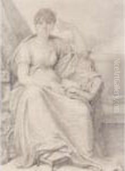 Portrait Of Mrs Woodforde And Her Son Oil Painting by Richard Cosway