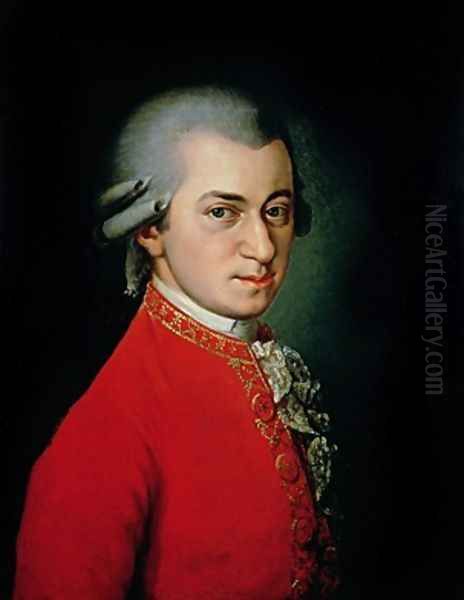 Portrait of Wolfgang Amadeus Mozart 1756-91 Austrian composer Oil Painting by Barbara Krafft