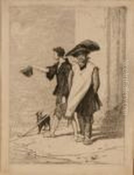 French Beggars For Liber Studiorum Oil Painting by John Sell Cotman