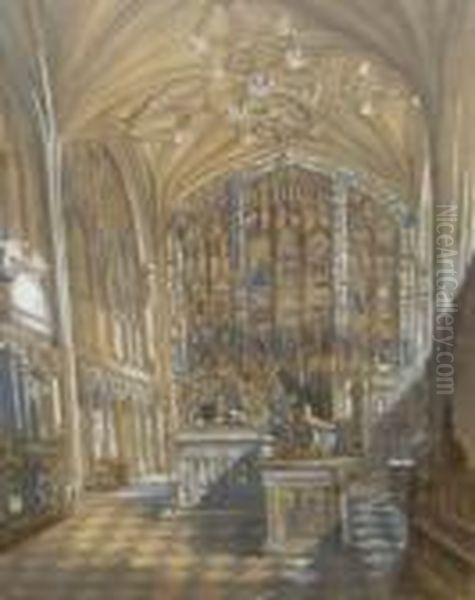 Church Interior Oil Painting by John Sell Cotman