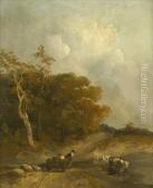 Fordingthe Stream Oil Painting by John Sell Cotman