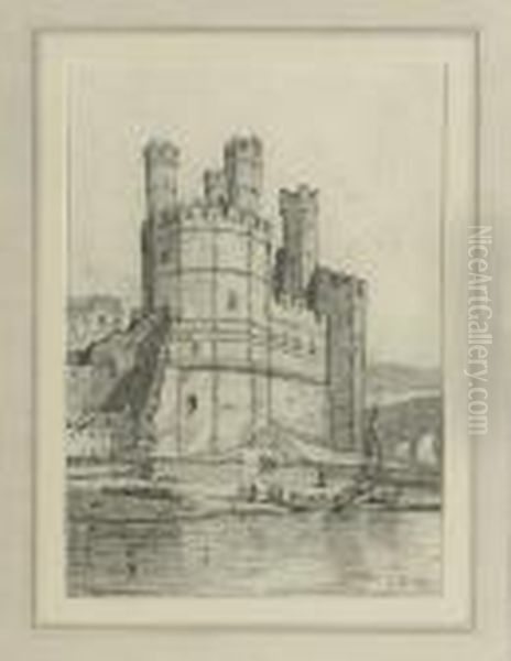 The Eagle Tower, Caernarvon Castle, North Wales Oil Painting by John Sell Cotman