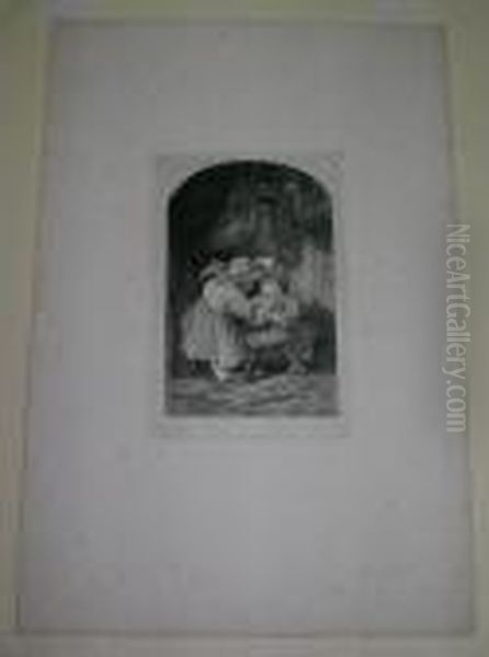 Children;fecamp Etchings Oil Painting by John Sell Cotman