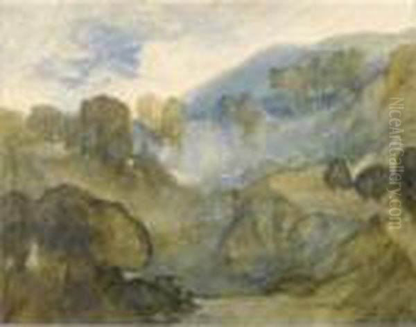 Mist In The Valley Oil Painting by John Sell Cotman