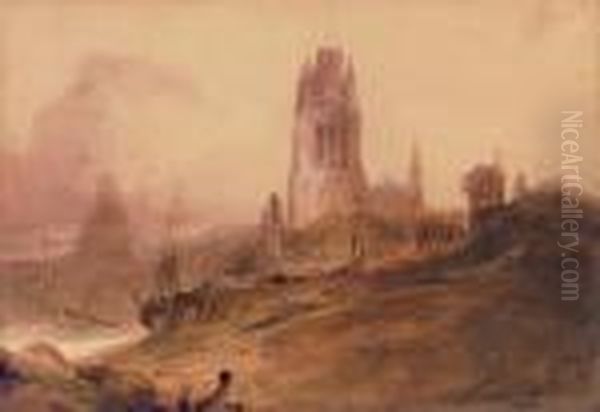 St Mary Redcliffe, Bristol Oil Painting by John Sell Cotman