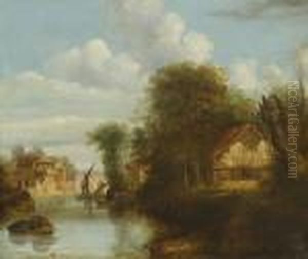 Dorf Am Fluss. Oil Painting by John Sell Cotman