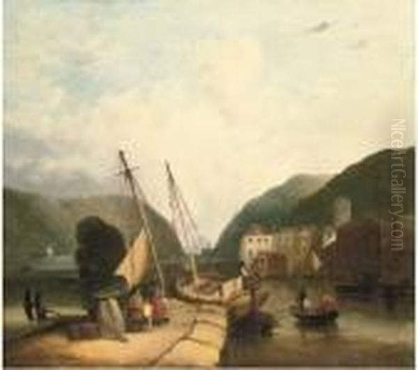 Figures In A Harbour, Loading Supplies Oil Painting by John Sell Cotman