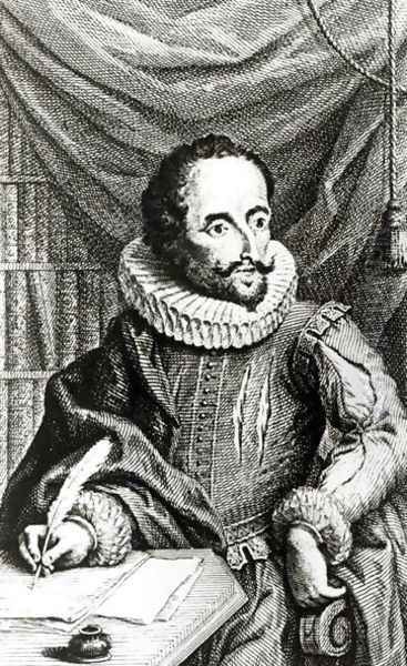 Portrait of Miguel de Cervantes Saavedra 1547-1616 Oil Painting by William Kent