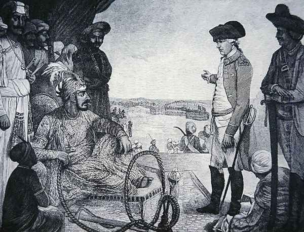 Shah Allum Mogul of Hindostan reviewing the East India Companys Troops Oil Painting by Tilly Kettle