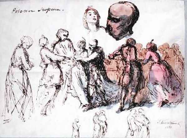 Study for Les Polonaises de Chopin Oil Painting by Antar Teofil Kwiatowski