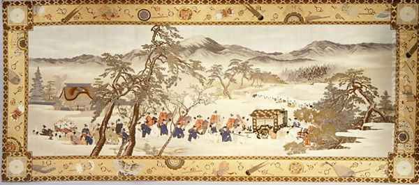 Festival Procession Oil Painting by Imao & Yugyo, Morizumi Keinen