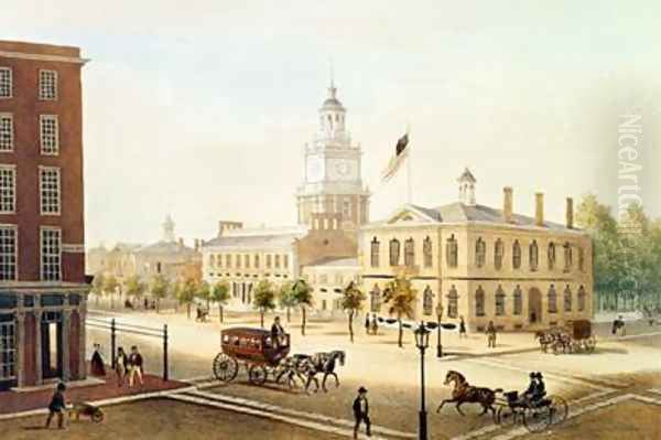 State House Philadelphia Oil Painting by Kollner, Augustus