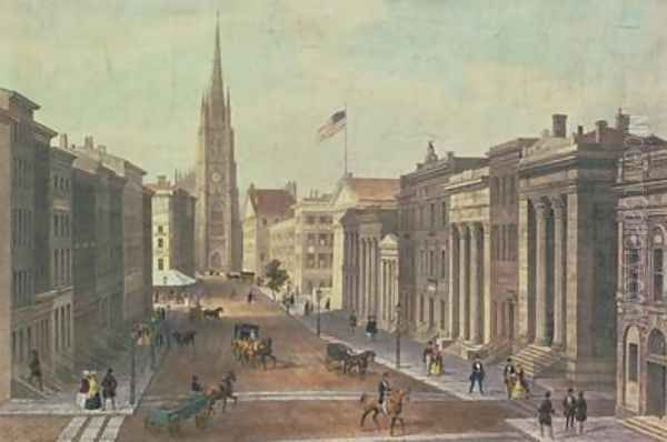 Wall Street New York Oil Painting by Kollner, Augustus