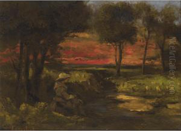 La Fileuse Bretonne Oil Painting by Gustave Courbet